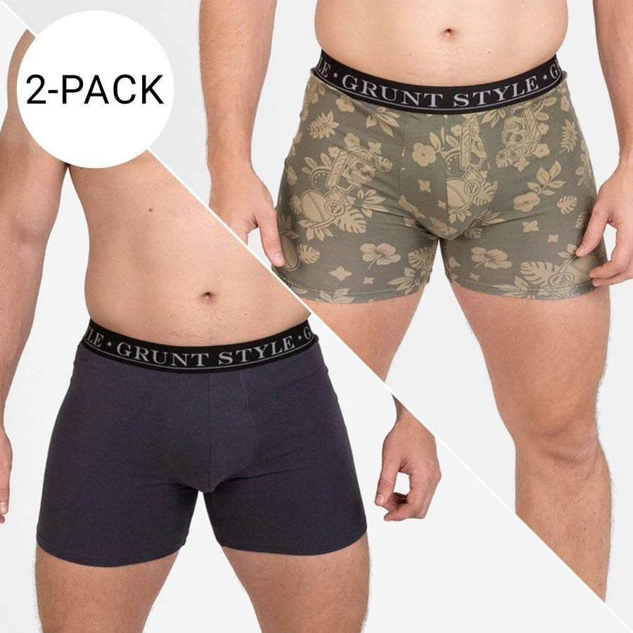 Base Command 2-Pack Boxer Briefs - Dark Gray & Tropical Death Military Green