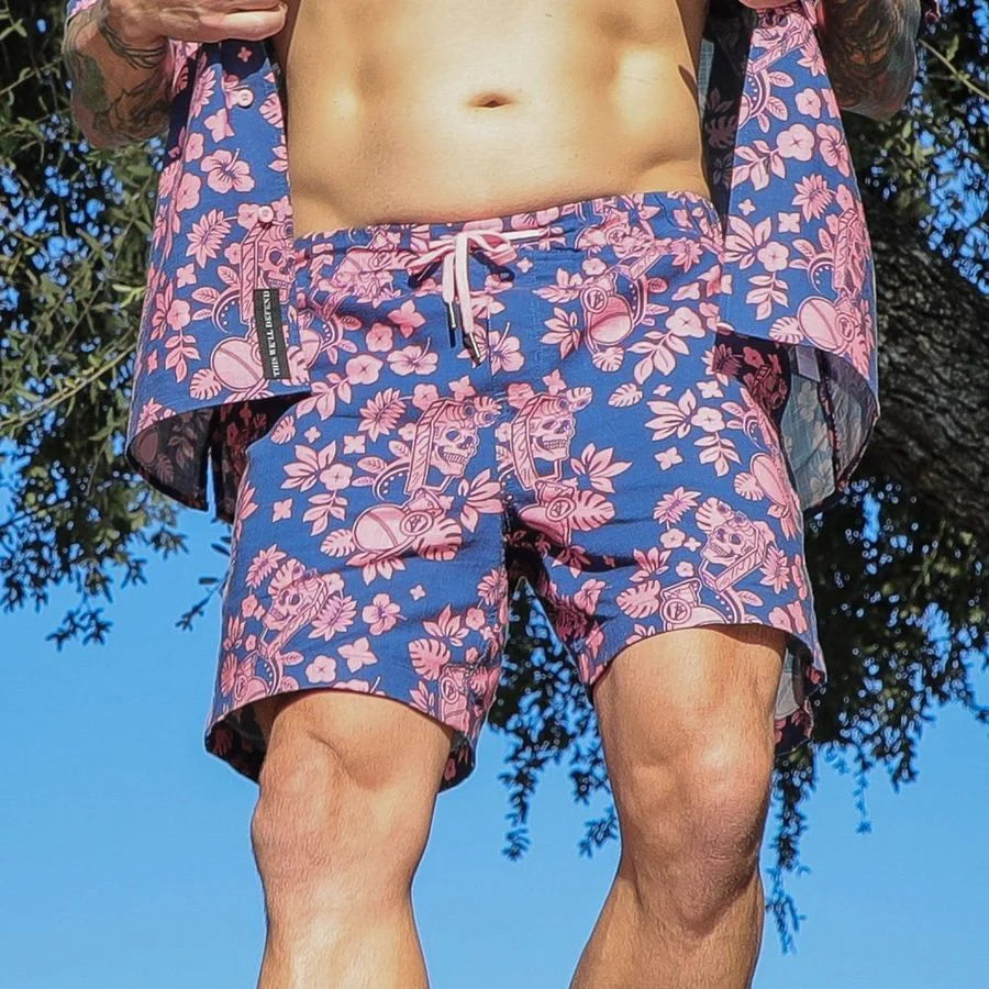 Getaway Casual Shorts - Tropical Death Navy/Pink