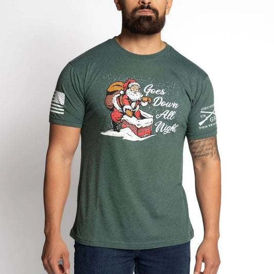 Goes Down All Night - Santa T-Shirt